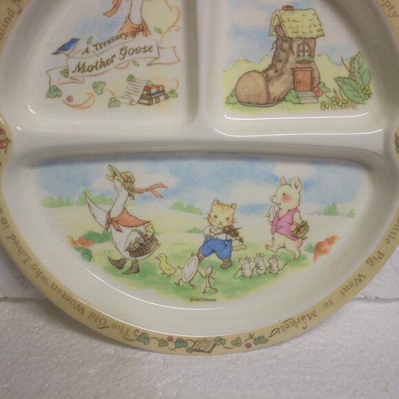 Vintage A Treasury of Mother Goose Peco Melamine Ware Divided Children's Plate - Picture 3 of 7